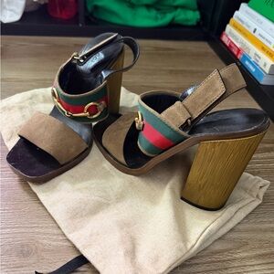 Gucci Brown and Green High Heel Sandals